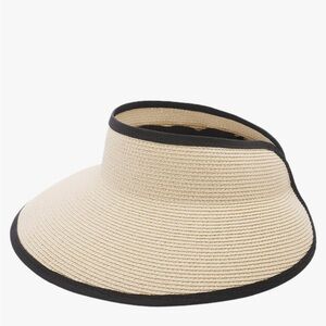 NWOT~Summer Breeze foldable tan and Black Sun Hat w adjustable elastic One size